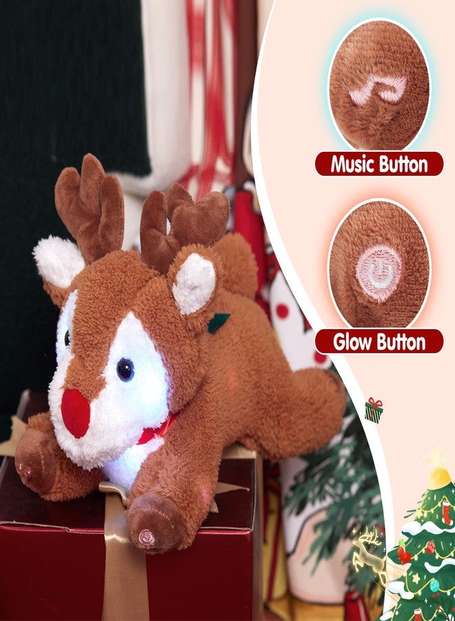 Glow Guards Christmas Reindeer Stuffed Animal Light up Music 10'' Night Light LED Glowing Singing Elk Plush Toy Decoration Birthday (Light Brown) - Image 5
